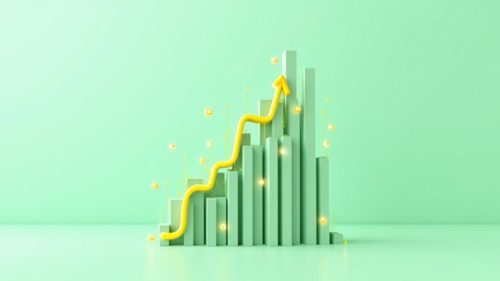 Abstract graphic illustrating property appreciation, with upward-trending lines and a modern building silhouette, signifying growth after EV infrastructure installation.