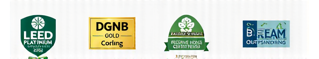 LEED, Passive House, and DGNB Certification Badges