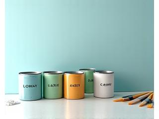 Environmentally friendly paint cans with 'Low VOC' labels in a bright, clean room.