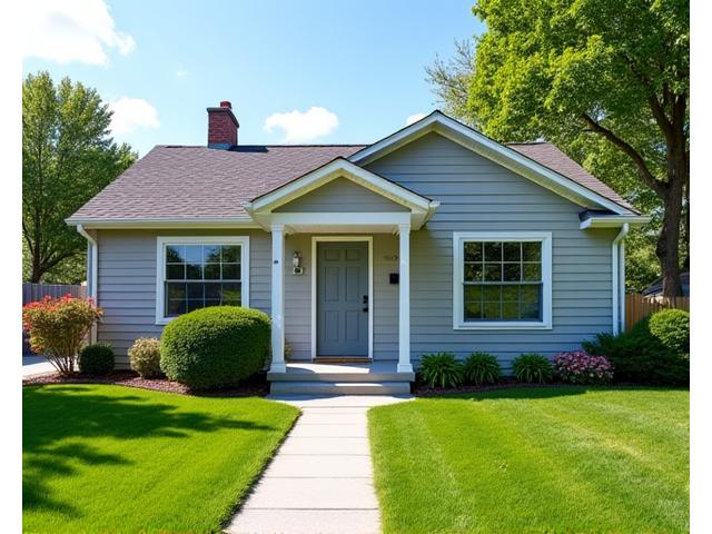 Newly renovated home exterior with fresh siding, modern roofing, and inviting landscaping