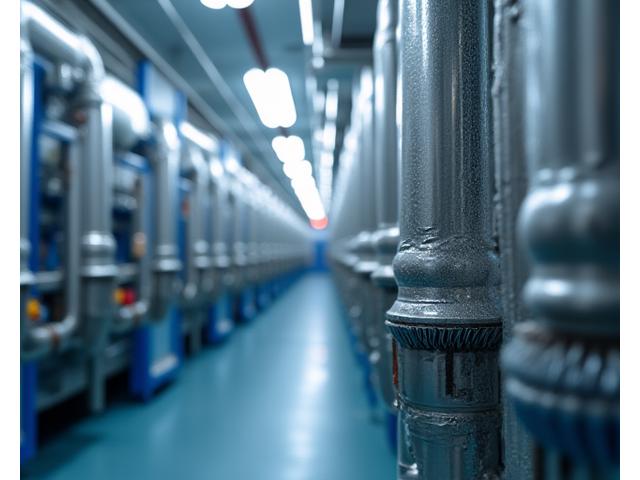 Specialized industrial insulation installation on a factory pipeline