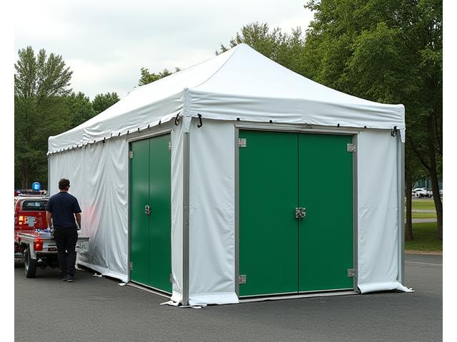 Rapidly deployed emergency medical tent at a disaster site